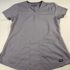 Greys Anatomy Professional Wear Scrub Top V Neck Short Sleeve‎ Gray Small